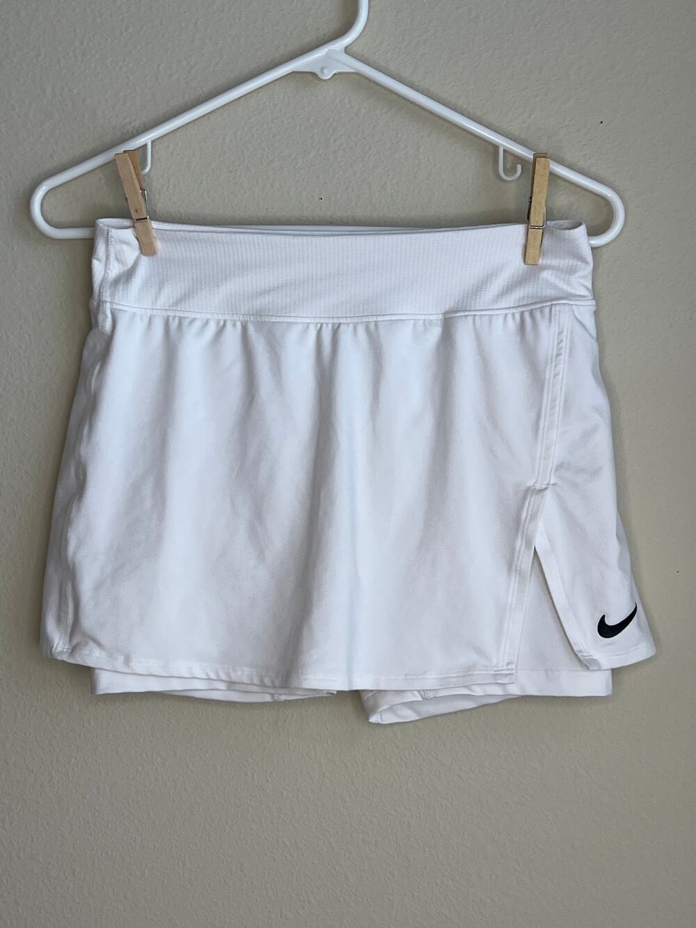 Nike White Mini Tennis Skort with Black Swoosh